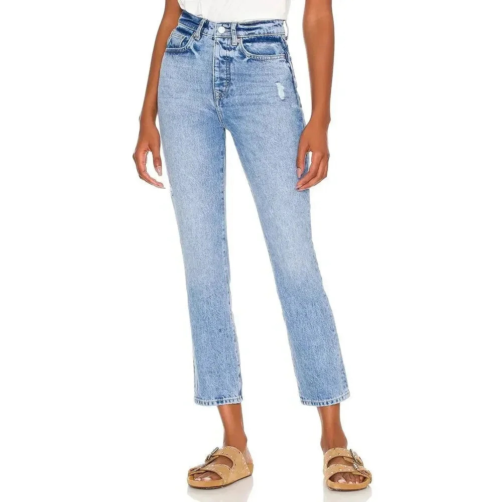LF‎ Lovers + Friends Reece High Rise Rigid Slim Straight Jeans Revolve Sz 24 NWT